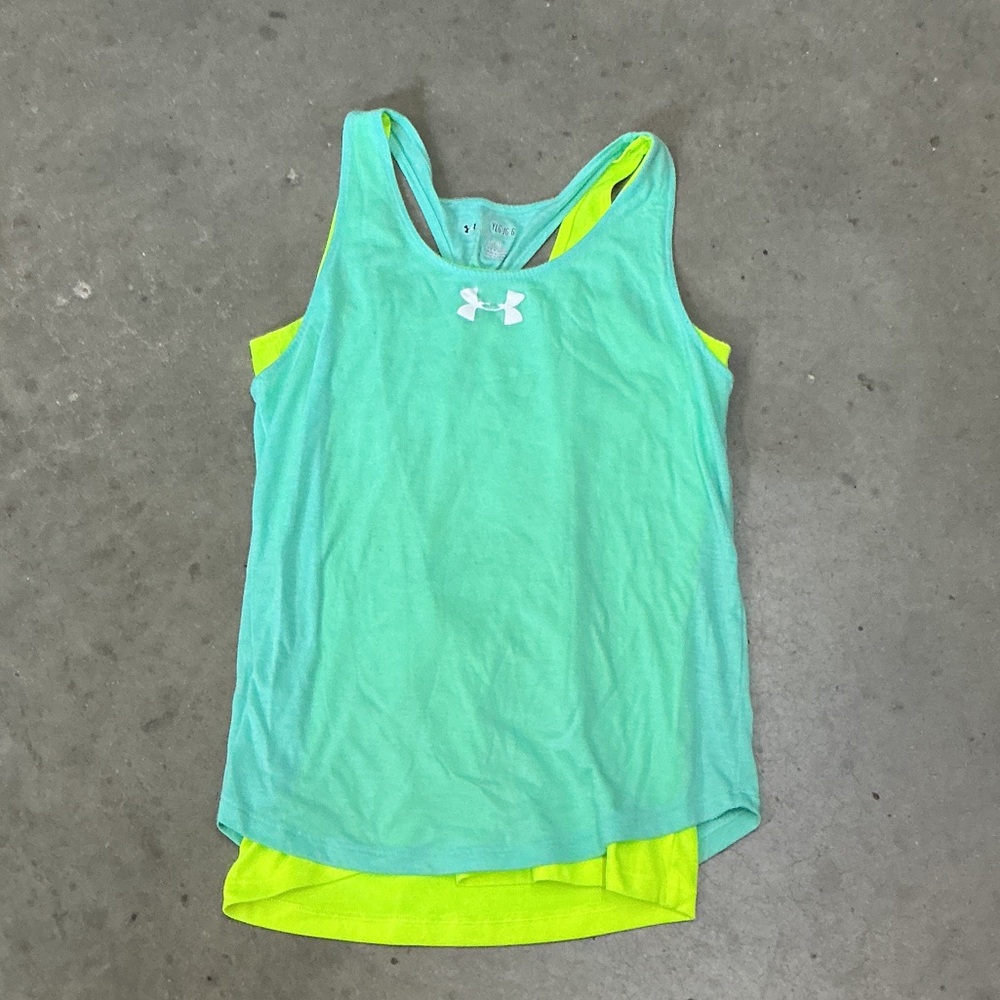 Under Armour Kids Tank Top - Aqua and Neon Yellow